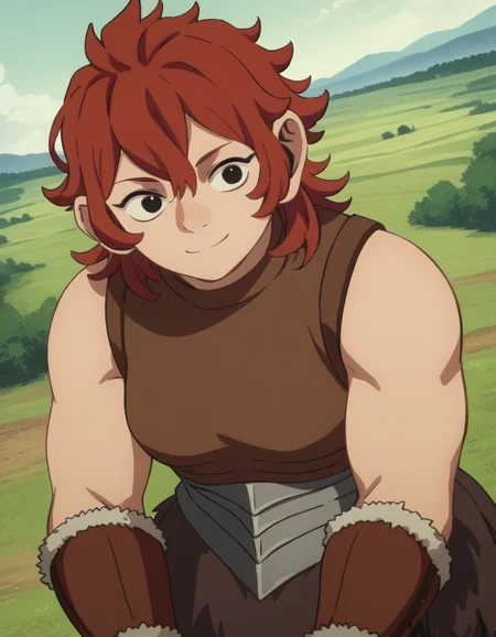 score_9, score_8_up, score_7_up, source_anime,
namari, <lora:namari-s1-ponyxl-lora-nochekaiser:1>,
namari, hair between eyes, red hair, black eyes, medium hair,
sleeveless, armor, turtleneck,
outdoors, landscape, bent over, smile,
looking at viewer, solo, cowboy shot, dutch angle,