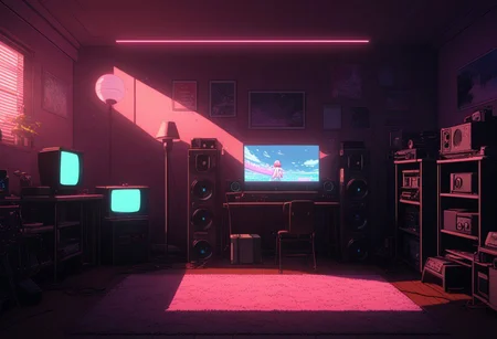 (Lo-Fi Room:1.2), UHD, 8k, F2.5, amazing shading, amazing lighting, anime, masterpiece, ultra detailed