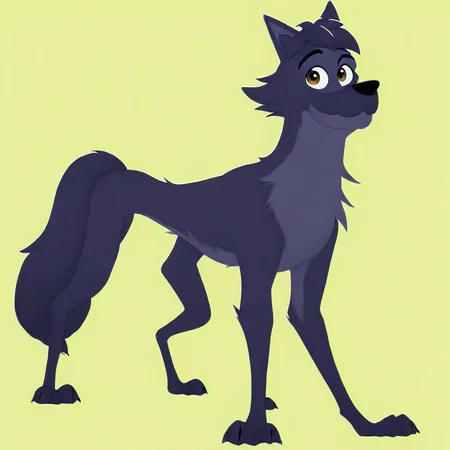 Lupin(character), dog, male, black fur, brown eyes, Outside, solo, smile,