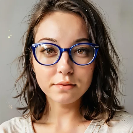 Grace, brown eyes, blue frame glasses, ((headshot:1.2) portrait on a (plain grey background:1.2), (headshot:1.2), (face focus:1.1), soft lighting, low contrast, low saturation:1.2),
bokeh, f1.4, 40mm, photorealistic, raw, 8k, textured skin, skin pores, intricate details, epiCRealism