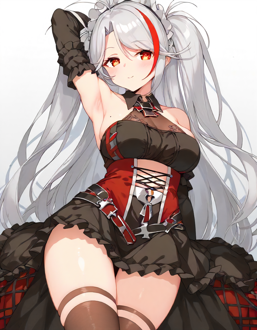 <lora:prinz_eugen_XL_pony_v1:1>1girl, prinz eugen \(azur lane\),maid,, BREAK score_9, score_8_up, score_7_up, BREAK source_anime, rating_explicit, best quality, masterpiece, uncensored,<lora:sdxl_lightning_4step_lora:1>(clear eyes:1.2),clear art,zPDXLpg