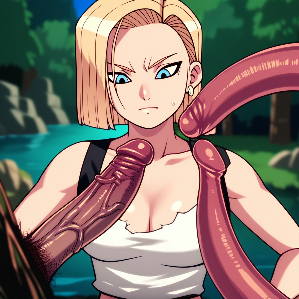 score_9, score_8_up, score_7_up, score_6_up, score_5_up, score_4_up, T3NT4CL3T1P, just_the_tip, imminent_penetration, (perfect face, perfect eyes), BREAK, 1woman, android_18, blonde hair, blue eyes, tentacles, tentacle, imminent penetration, blonde pubic hair, pubic hair peek, (excessive pubic hair), Outside at night, a lake in the distance, trees, stone,AddXL, sm_an_stl ,source_anime, anime screencap, anime, animification