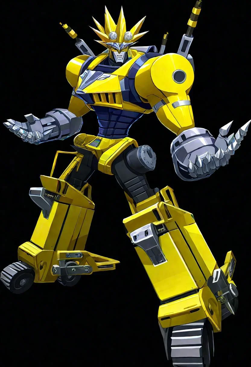 ncrender of dio brando as a mecha road roller man,simple background,black background