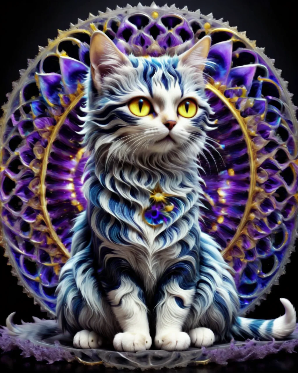 ((best quality)),(masterpiece),cat,full body,awardwinning,Psykadelicwoxel3d, psychedelic,<lora:Psykadelicwoxel3d-step00000350:1>