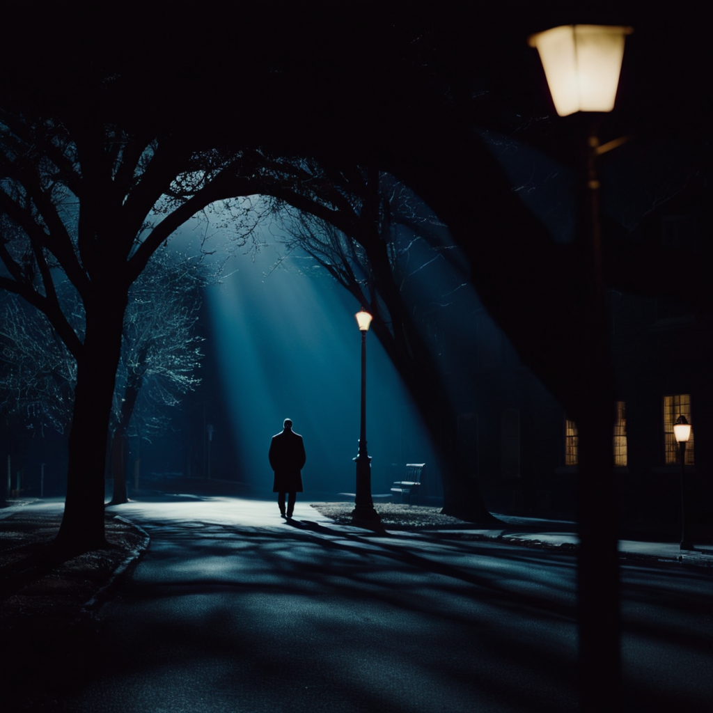 cinematic film still of  <lora:Chiaroscuro Lighting Style:1>
dramatic, cinematic, shadow, partially covered in shadow, a street light in the dark with a street light in the background Chiaroscuro Lighting Style, outdoors, sky, tree, no humans, night, scenery, light, road, dark, lamppost, bare tree, street, lights, low light, dim light, shallow depth of field, vignette, highly detailed, high budget, bokeh, cinemascope, moody, epic, gorgeous, film grain, grainy
