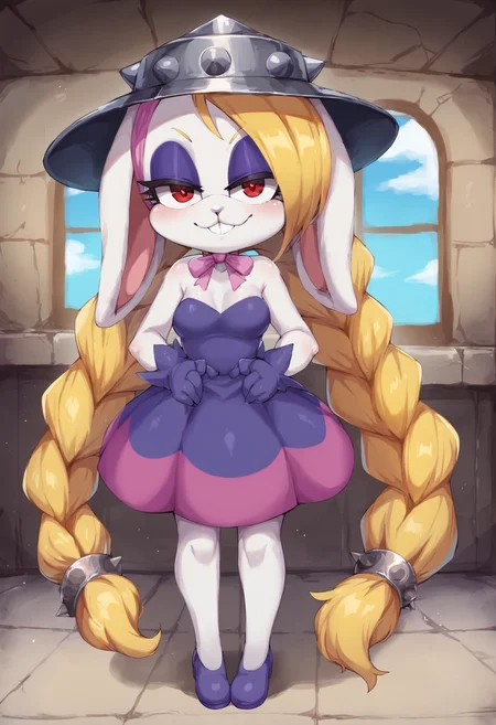 score_9,score_8_up,score_7_up BREAK high detail,good hands,perfect hands,<lora:Hariet_(Mario)_Pony>,1girl,solo,hariet \(mario\),defhariet,spiked helmet,braided ponytail,small breasts,seductive smile,looking at viewer,closed mouth,indoors