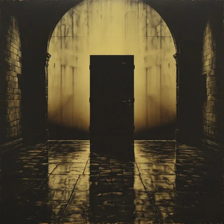 siluete, prison, landscape, doors, oriantal, techno, cell, hope, prison, ,8k, master piece, Cinematic, Beautiful Lighting, trending on Devianart, surreal Art, Fantasy, Digital Art, Impressionistic, Surrealist,