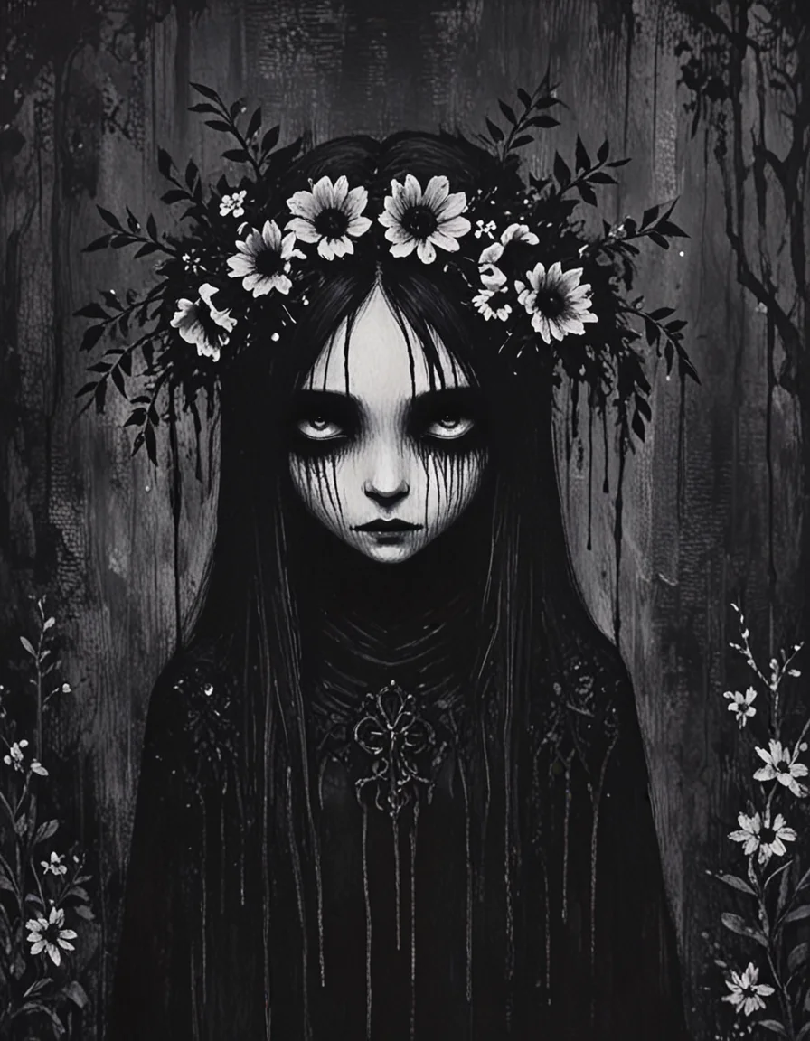 The Woman in Black <lora:novuschroma64 style:1> novuschroma64 style <lora:sdxl_lightning_8step_lora:1>