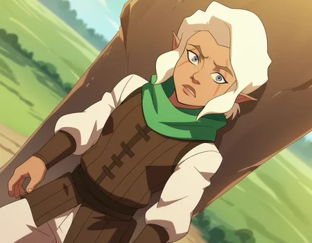 score_9, score_8_up, score_7_up, source_anime,
piketrickfoot, <lora:pike-trickfoot-ponyxl-lora-nochekaiser:1>,
pike trickfoot, white hair, pointy ears, dark skin, grey eyes, scar, scar on face, scar across eye,
scarf, green scarf, boots, pants, white pants,
outdoors,
looking at viewer, dutch angle, cowboy shot,