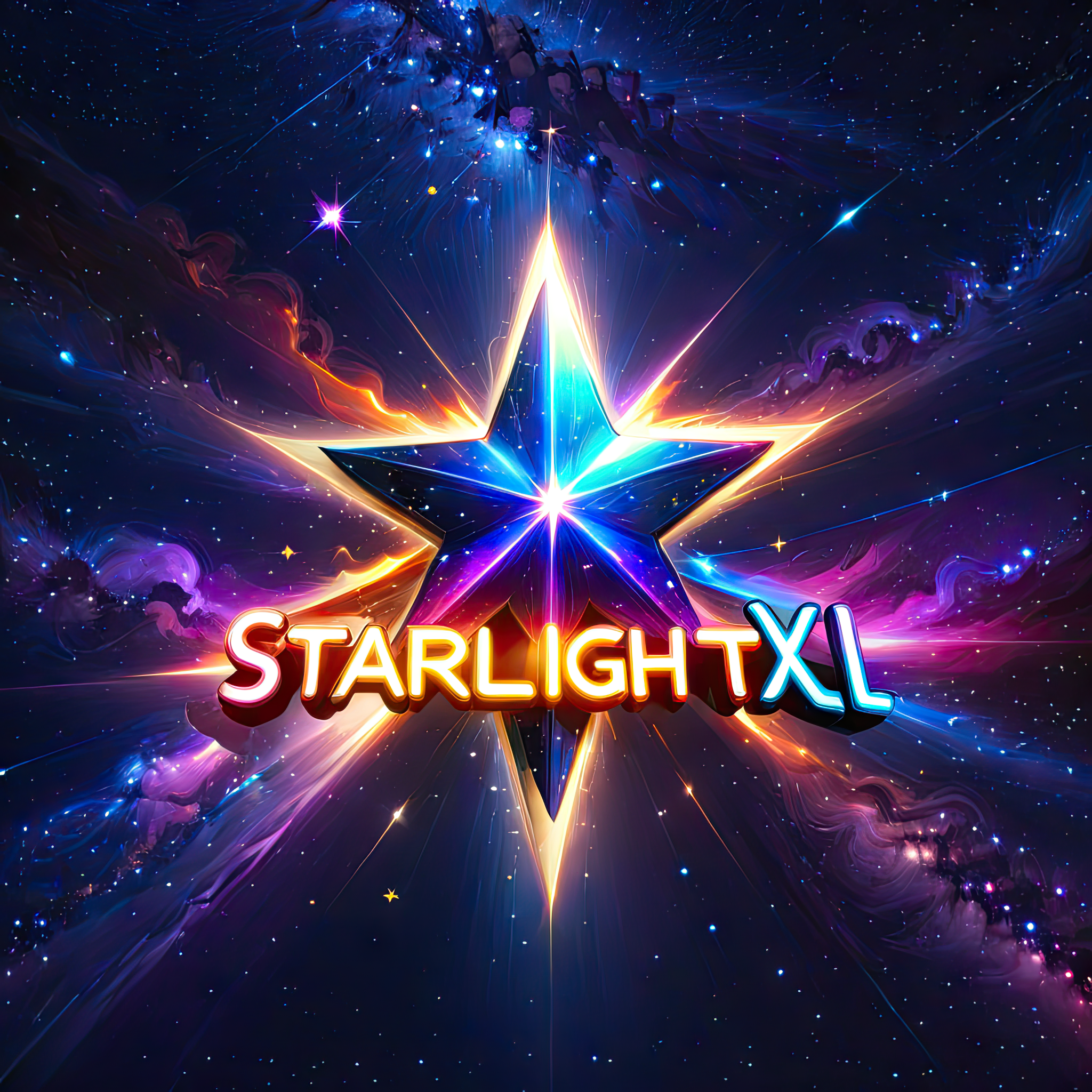 (StarlightXL:1.5) text logo, colorful, anime, space, star, stars