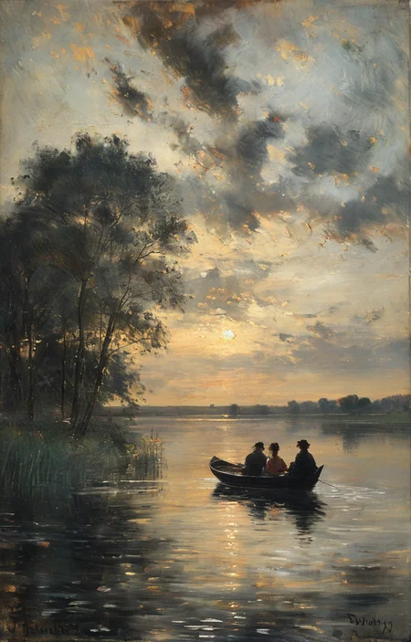 masterpiece,best quality,<lora:tbh291-sdxl:0.9>,illustration,style of Charles-Francois Daubigny portrait of family
