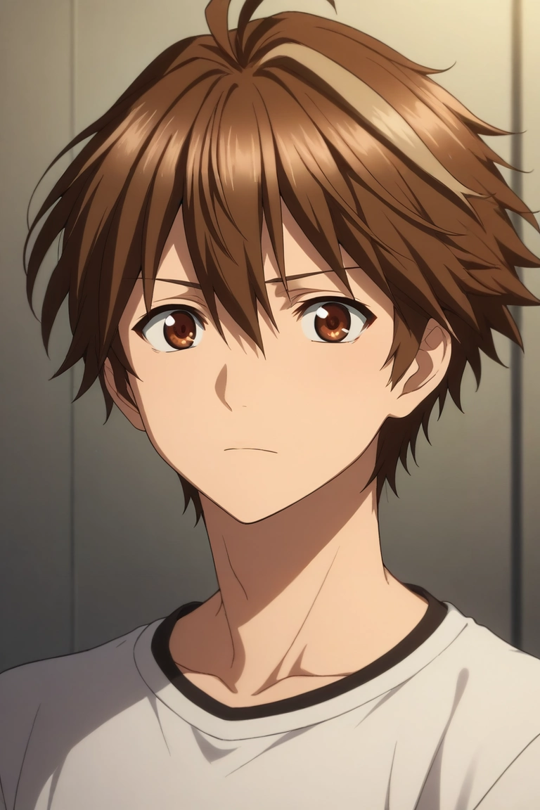 score_9, score_8_up, score_7_up, source_anime, rating_safe, , , , depth of field, 1boy, solo, male focus, <lora:shuu_ouma_pony:1>, shuu_ouma, brown hair, brown eyes, short hair, ahoge, hair between eyes, , , <lora:sdxl_lightning_8step_lora:1>