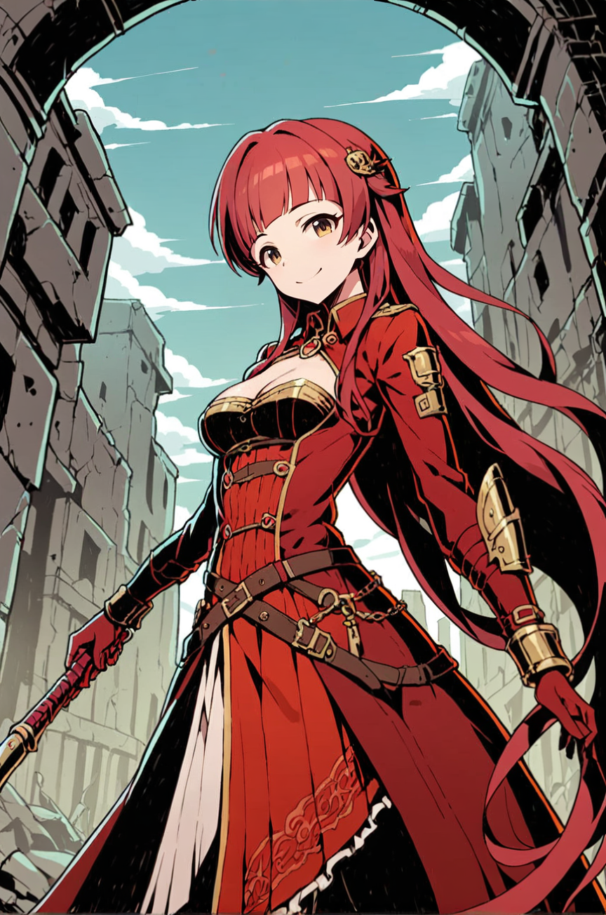 (kid:1.5),very long hair,red  fashion outfit,solo,unlight,smile,breasts, idolmaster, 
looking at viewer,depth of field,battlefield ruins,effect
<lora:Perfect Hands:1> <lora:Unlighté£æ ¼:0.7> <lora:naip33:0.2>, score_9, score_8_up, score_7_up, score_6_up, score_5_up, score_4_up,zPDXL
