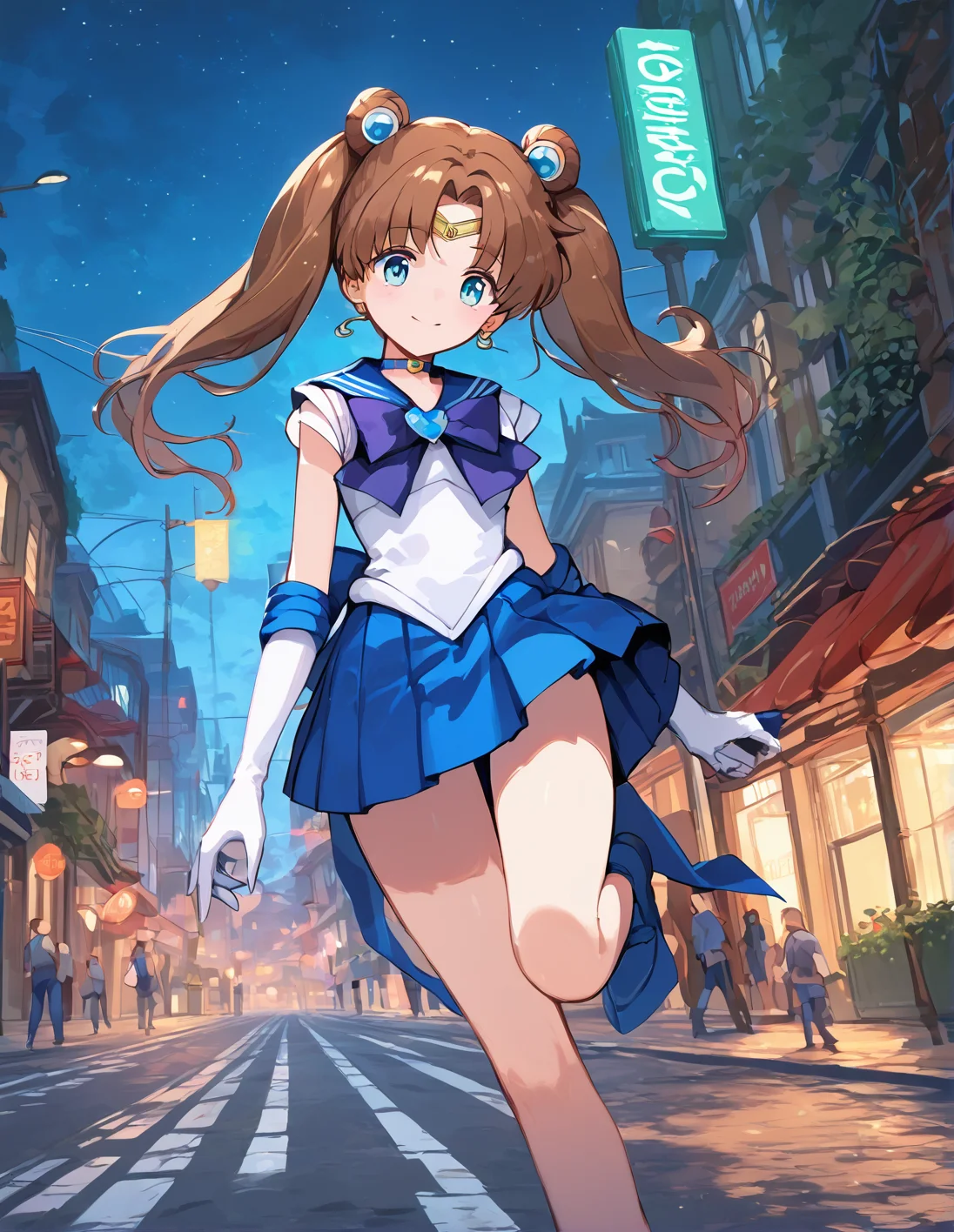 score_9, score_8_up, score_7_up, best quality, masterpiece, 4k, uncensored, prefect lighting, rating_explicit, very aesthetic, anime ,absurdres ,zPDXL, zPDXLpg, 1girl, solo, brown hair,twintails,<lora:sdxl-lyco-sailor_senshi_uniform-ponyDiffusionV6XL-v1:1>, sailor_senshi_uniform,circlet,choker, white long gloves , miniskirt, smile
BREAK on street, outdoors, city,