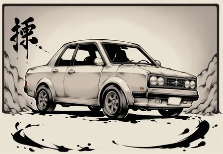 sumi-e, minimalist style, heavy ink, thick lines, smudged lines,

Chandra gasps in shock as a car crashes into the wall