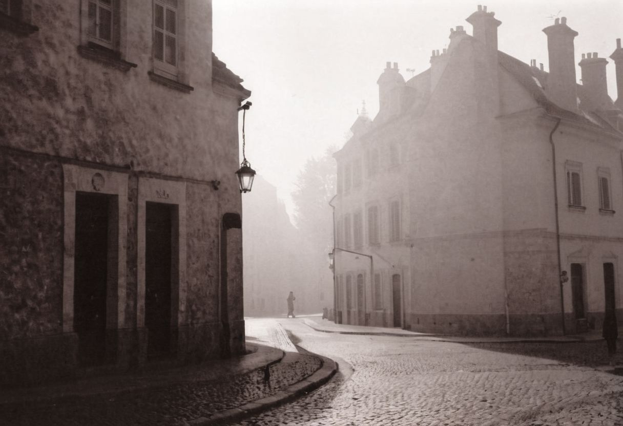 lith_argenta_bromBN1W, a foggy street somewhere in europe, hard shadow