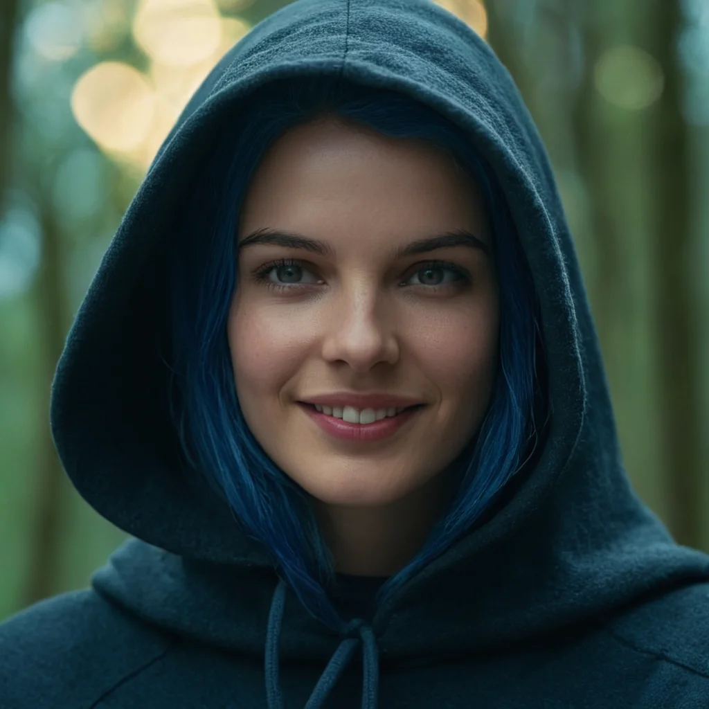 cinematic film still of <lora:Sharp detailed high quality image style v1:1>
Sharp detailed high quality image of a woman with a hood on smiling and wearing a hood, detailed background, 12K, high megapixel, realistic, realism, different, raw image, sharp style, 1girl, solo, looking at viewer, smile, 1boy, blue hair, yellow eyes, male focus, teeth, hood, grin, lips, portrait, close-up, hood up, ranni the witch
, shallow depth of field, vignette, highly detailed, high budget, bokeh, cinemascope, moody, epic, gorgeous, film grain, grainy