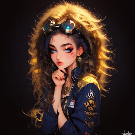 score_9, score_8_up, score_7_up, masterpiece, best quality, high definition, vivid lighting, perfect details, source_anime, depth of field, sketch, sharp focus, soft lighting, hdr, colorful, good composition, spectacular, absurdres, perfect art,<lora:wanostyle_2_offset:1>, volumetric lighting, moody lighting, bloom, gaussian blur, absurd, raytracing, 3>lora in weight of: 1.5 + detailed eyes, detailed face, partially illuminated, GLSHS, covretrobig, retrobigguns,
BREAK
Solo, female, (cyber pilot), short, pretty eyes, perfect face, oooh, curious expression, wearing goggles, thick goggles, bedroom eyes, cyber Dystopian, shadowrun, Enigmatic girl draped in shadows, wearing a detailed, black, polyester pilot jacket, punk jacket, Partially obscured face, revealing only piercing eyes adorned with kohl.arcane energy aura, sexy body, side view, cowboy shot, masterpiece, ultra-detailed, semi-realistic, hands up, surrender position, perfect hands,
