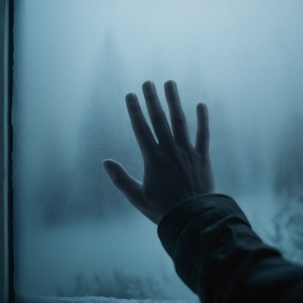 cinematic film still of  <lora:perfection style:0.1>
 <lora:detailed:0.3>
 <lora:Chiaroscuro Lighting Style:0.3>
 <lora:hand 4:0.3>
A detailed and A perfect photo of a person behind a frosted misty glass with their hands pressed up on window, shallow depth of field, vignette, highly detailed, high budget, bokeh, cinemascope, moody, epic, gorgeous, film grain, grainy