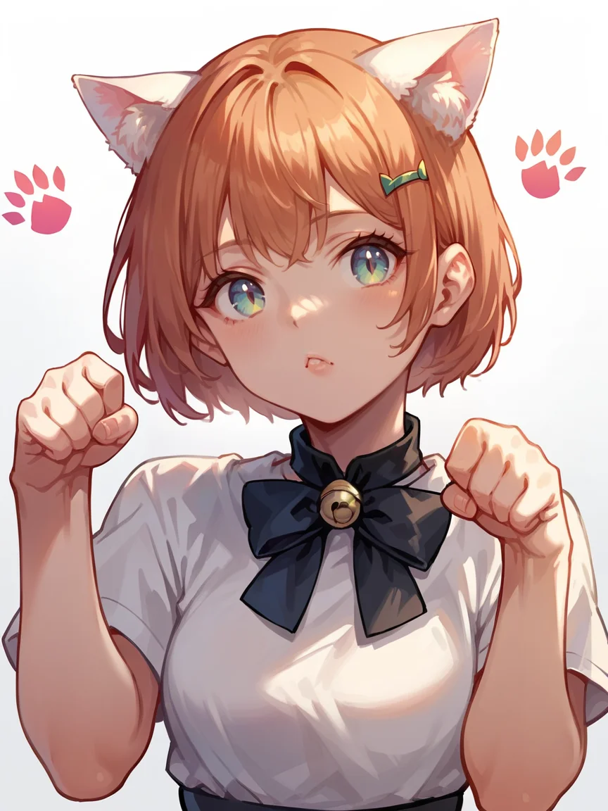 score_9, score_8_up, score_7_up, score_6_up, <lora:p4wp0s3XLP:1> p4wp0s3, paw pose, 1girl, cat ears,