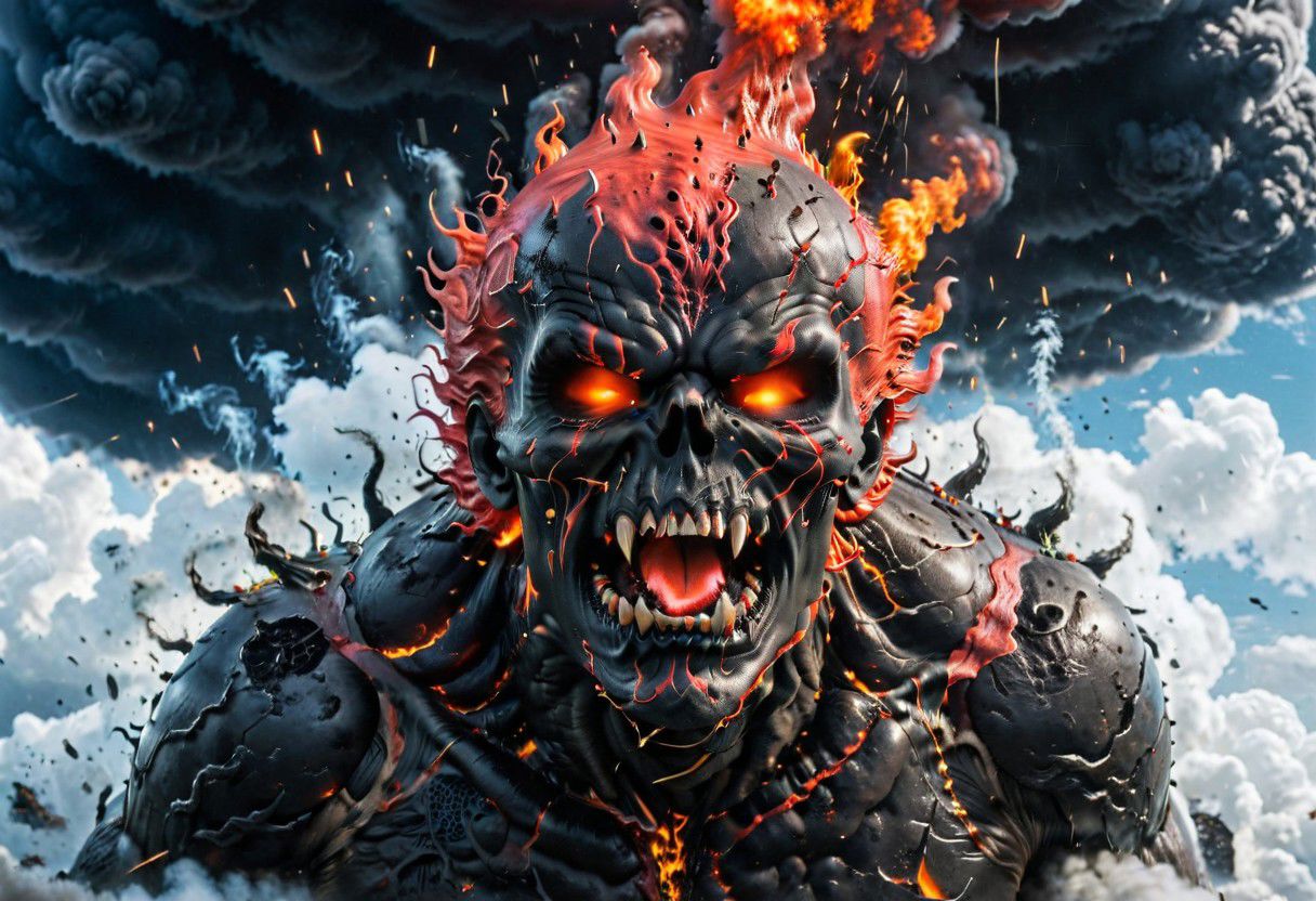 According to the rules, in such cases, it was supposed to become a black impenetrable cloud, fill the entire space with itself, catch up with  red DEVIL SPAWN horror and look at him with an ominous luminous look from nowhere and from everywhere, which Bomchi immediately did.  Feeling of fear, feeling of horror,rich colors, ultra clear image, more realistic, high resolution photos, 8K HD wallpapershigh quality, intricate details,  ultra detailed, ,depth of field, 8k resolution trending on Artstation Unreal Engine 5, Epic,detailed background, <lora:xl_more_art-full_v1:1.2>  <lora:JuggerCineXL2:0.8> , Cinematic,  <lora:EnvyActionShotXL01:0.8> action shot