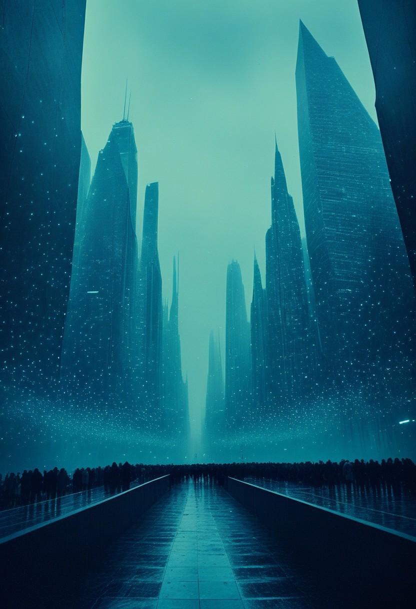 ()Hyoer Realistic:2.0)Polaroid picture of 
a hyper realistic Movie Still of
A futuristic cityscape on the edge of a flat Earth, with towering skyscrapers and flying cars zipping by. The sky is a deep shade of indigo, with stars twinkling like diamonds. In the distance, the flat horizon stretches out, meeting the sky at a sharp angle. A massive, gleaming wall runs along the edge, protecting the city from the unknown. People in futuristic attire walk along the wall, gazing out at the endless expanse. The atmosphere is one of wonder and discovery.