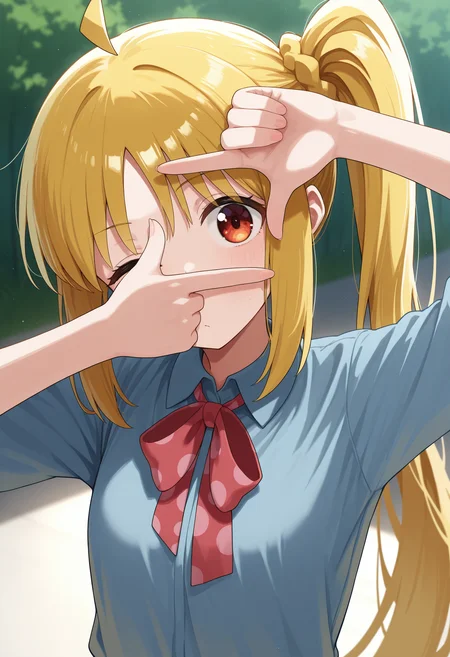 masterpiece, best quality, absurdres, safe
1girl, finger frame, ijichi nijika, one eye closed
<lora:finger_frame_il_d16:1>