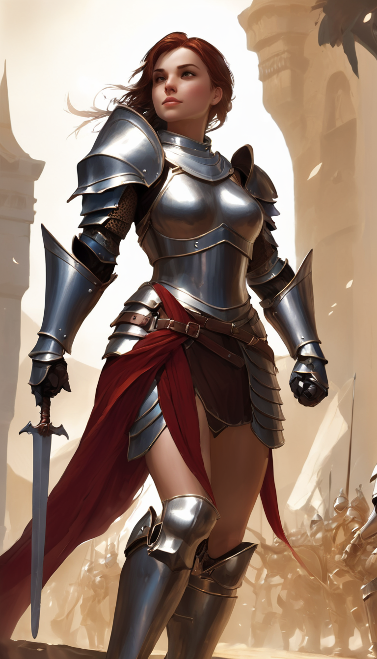 Cinematic scene, hero view, female knight, action pose, detailed background, masterpiece, best quality, high quality, highres, absurdres, guild wars <lora:guild_wars_xl_v5:1>