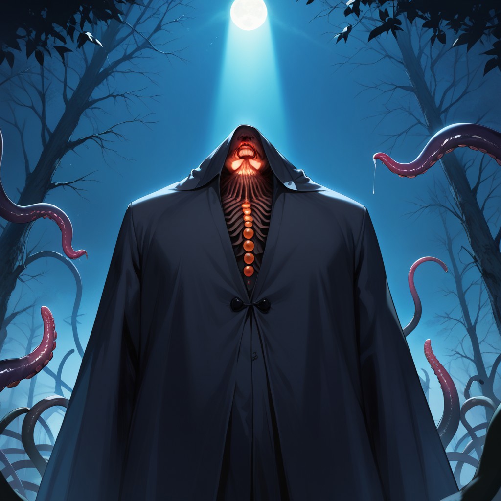 (score_9), (score_8_up), (score_7_up), day time, dark lighting, dark atmosphere, dark, horror theme, Zyrnox-Exoterra Style, Art Style of "Junji Ito and H.R. Geiger", Lovecraftian Horror, Lovecraftian, (1boy, Humanoid God, Evil and Dark, tentacles), Unnerving