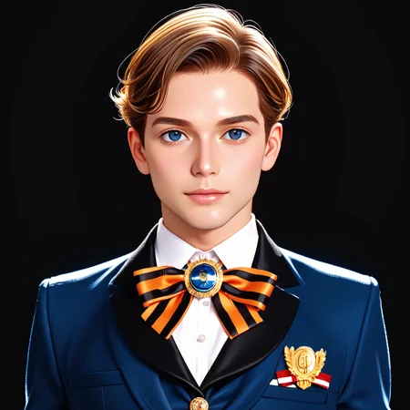 black background, george_ribbon, george brooch, ribbon, <lora:George_ribbon:0.8>