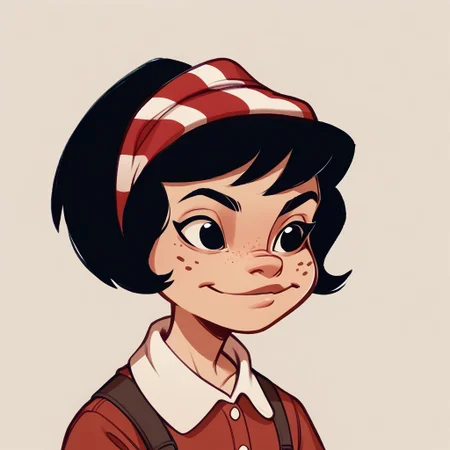 score_9, score_8_up, score_7_up BREAK Yuyito, 1girl, black hair, headband, black eyes, freckles,