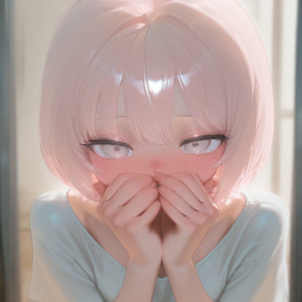 1girl, bob cut, solo, blush