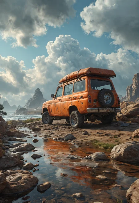 Flintstones Trending on Artstation, cloudy background, ultra realistic digital art <lora:MJ52:0.5> <lora:add-detail-xl:1>