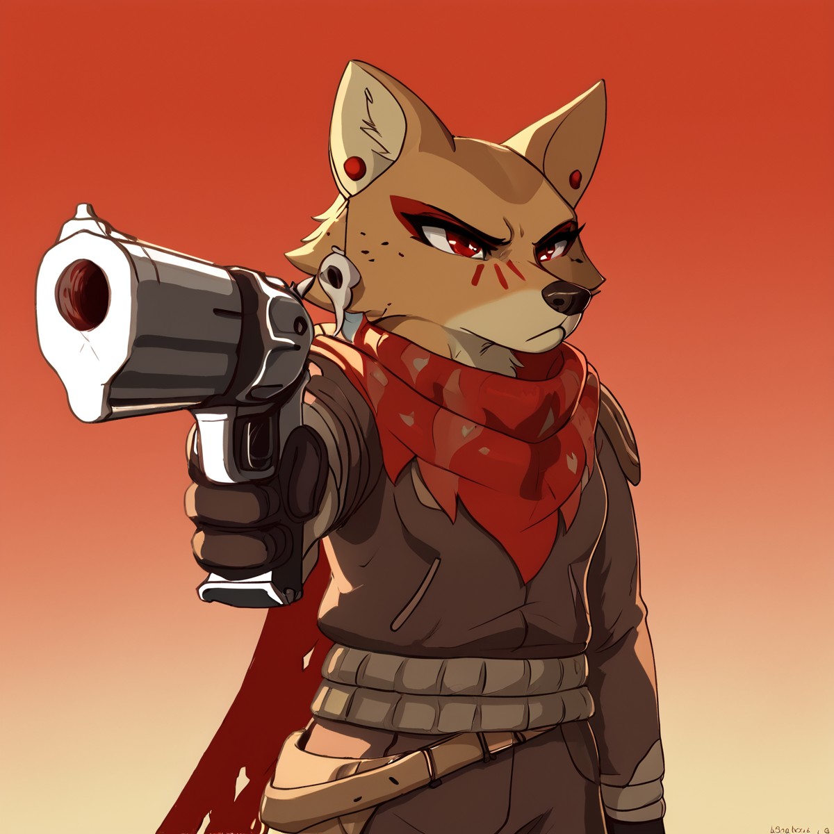 score_9,score_8,score_7,
<solo:1.5>,
<1girl:1.5>,
l41k4_coyote, laika_coyote, laika_aged_through_blood, laika_biker, coyote girl, female, tits
l41k4_coyote, laika_coyote, laika_aged_through_blood, laika_biker, coyote girl, weapon, gun, solo, furry, furry female, handgun, earrings, jewelry, 1boy, red eyes, female focus, holding weapon, holding gun, holding, gloves, revolver, weapon, gun, solo, 1boy, furry female, furry, female focus, earrings, red eyes, jewelry, handgun, gloves, aiming at viewer, scarf, holding gun,
 <lora:Laika_Aged_Through_Blood:1> laika_coyote