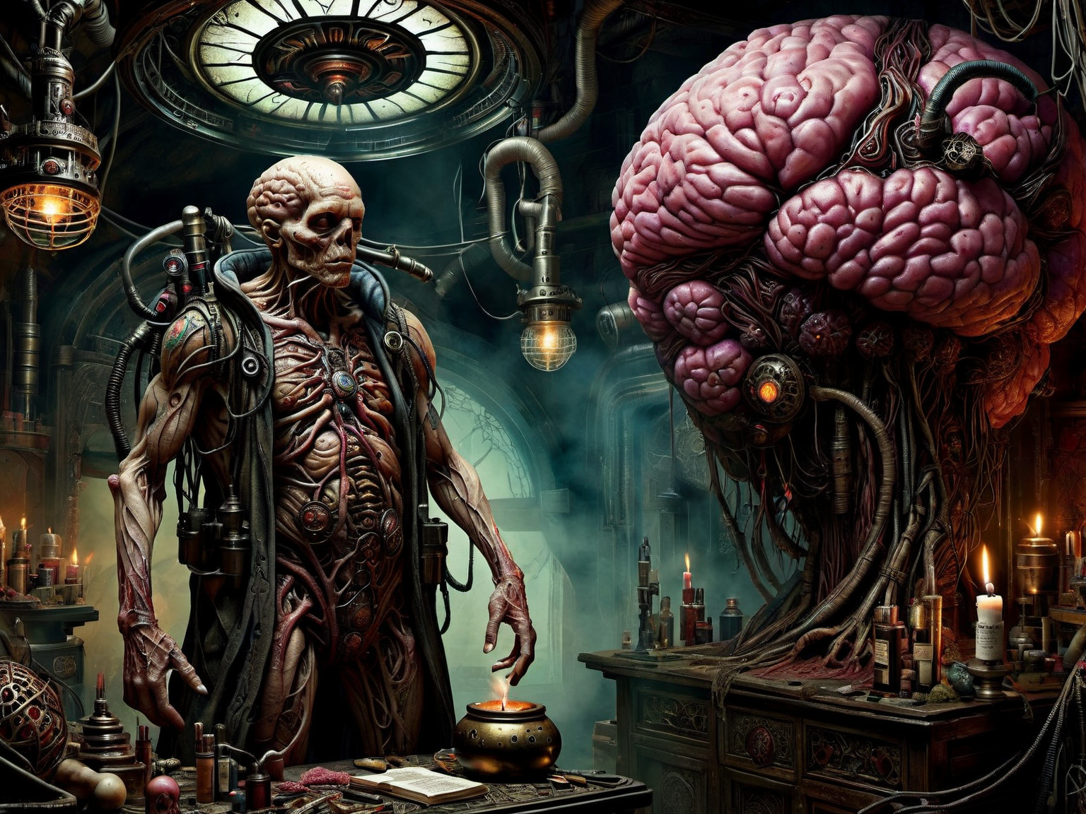 <lora:HorrorAI:.8> TumorPunkAI sorcerer , Highly detailed, horror setting, intricate detailed background