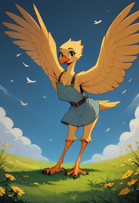 score_9, score_8_up, score_7_up, score_6_up, score_5_up, score_4_up,
[][][][][]
avian, feral, (male:0.5), solo, slender, (cute)
[][][][][]
cel-shading, j_cartoon,
[][][][][]
(colorful sleeveless tunic), (light blue:2) feathers, yellow eyes, (side view:0.3), grass, nature, looking at viewer, (wingarms), bird wings