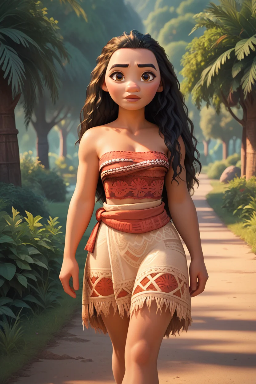score_9, score_8_up, score_7_up,
<lora:DMoana:0.8>
DMoana, 1girl, black hair, long hair, brown eyes, looking at viewer, walking, countryside road lined with trees, late afternoon light casting long shadows, nostalgic and carefree vibe
