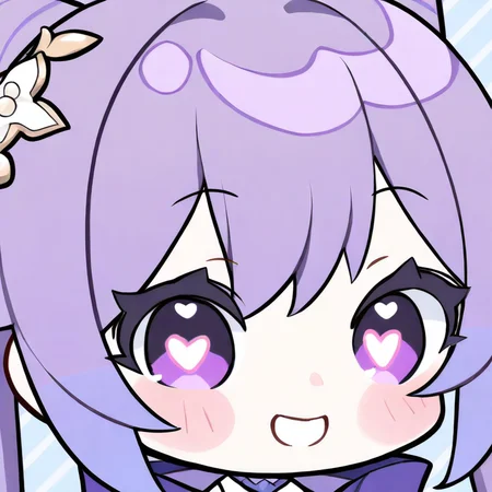 nanniang,chibi,1girl,solo,portrait,,smile,heart-shaped pupils,(keqing \(genshin impact\):1.2),<lora:nanniang-000016:1>, masterpiece, best quality, very aesthetic, absurdres