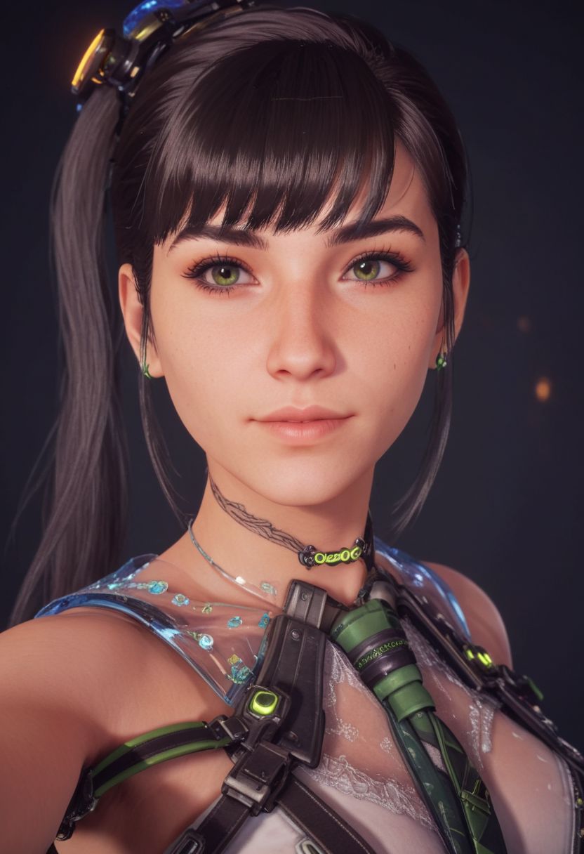 ziprealism, solo, female, crystal clear, high-resolution video game graphics, portrait selfie