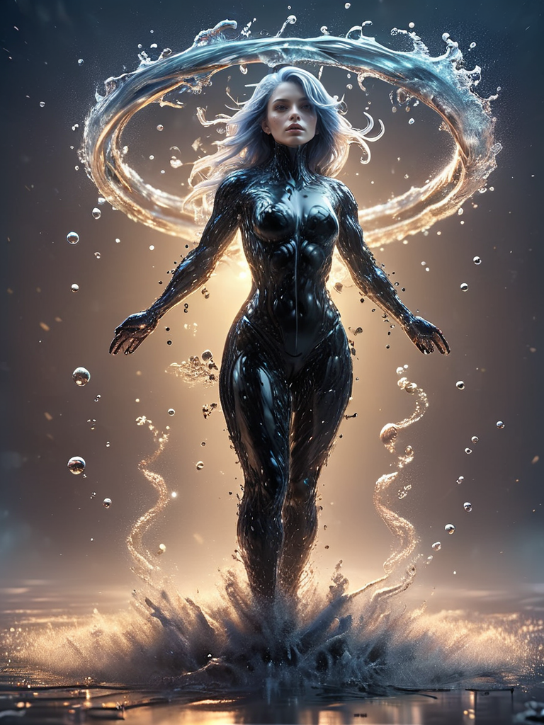 (masterpiece,top quality,best quality,official art,beautiful and aesthetic:1.2),(1girl:1.2),, woman standing,  elegant,black suit ,sci-fi,the dark,cinematic,,cyberpank,mud,poison,detonator,polygon,(black smoke:1.3),(mat black:1.2),,mask,(wet:1.2),long hirl,pirate,oil,searchlight,night,in water,armour,prospective,pipe,shining surface of the water,reflection,transparency,translucent,steel ,Inside the spaceship,( shine fish swarm:1.2),Falling junk,backlighting,(vortex:1.2) <lora:watce-sdxl:1> watce
