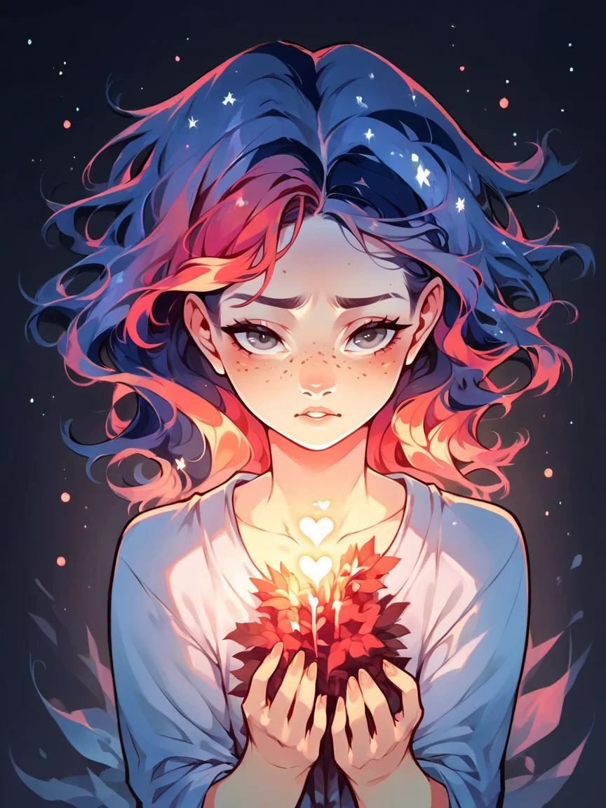 score_9, score_8_up, score_7_up, score_6_up, score_5_up, score_4_up, <lora:g4l4xyXLP:0.8> g4l4xy, galaxy, 1girl, stars, milky way, love, heart, red hair