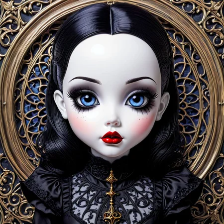 j scott campbell ,a whimsical image of a gothic baby doll