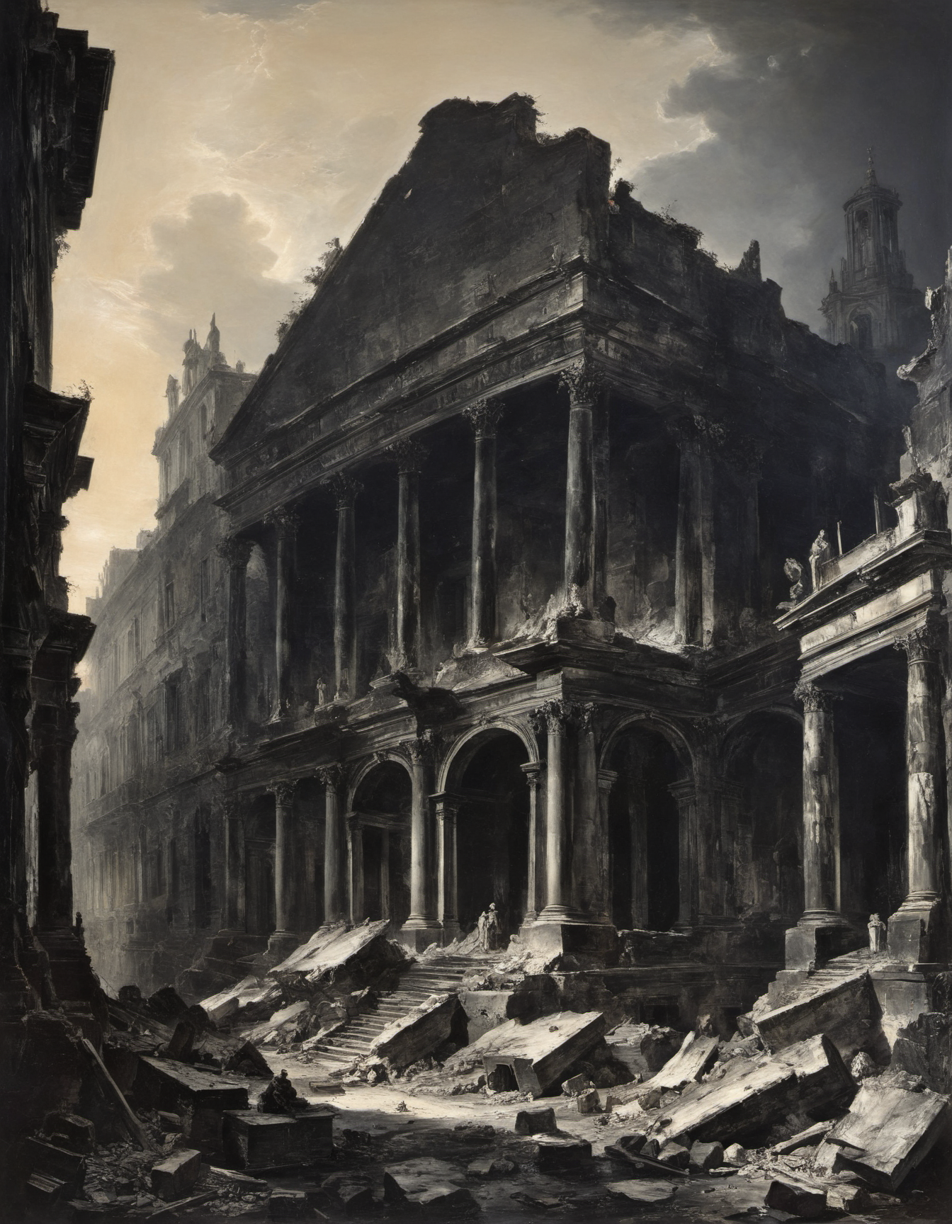 by Giovanni Battista Piranesi, artstyle-abstract expressionism, (terrifying but extremely beautiful:1.4), (masterpiece, best quality:1.4) , in the style of nicola samori,
<lora:epi_noiseoffset2:0.5> <lora:add-detail-xl:1> <lora:xl_more_art-full_v1:0.5>  <lora:NicolaSamori:0.7>