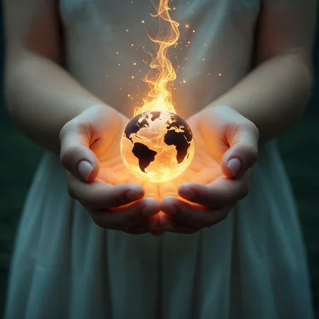 
Holding a glowing world in her hands.

<lora:Conjuring01a_CE_XL_300-OT:0.6> cnjrngCE_style