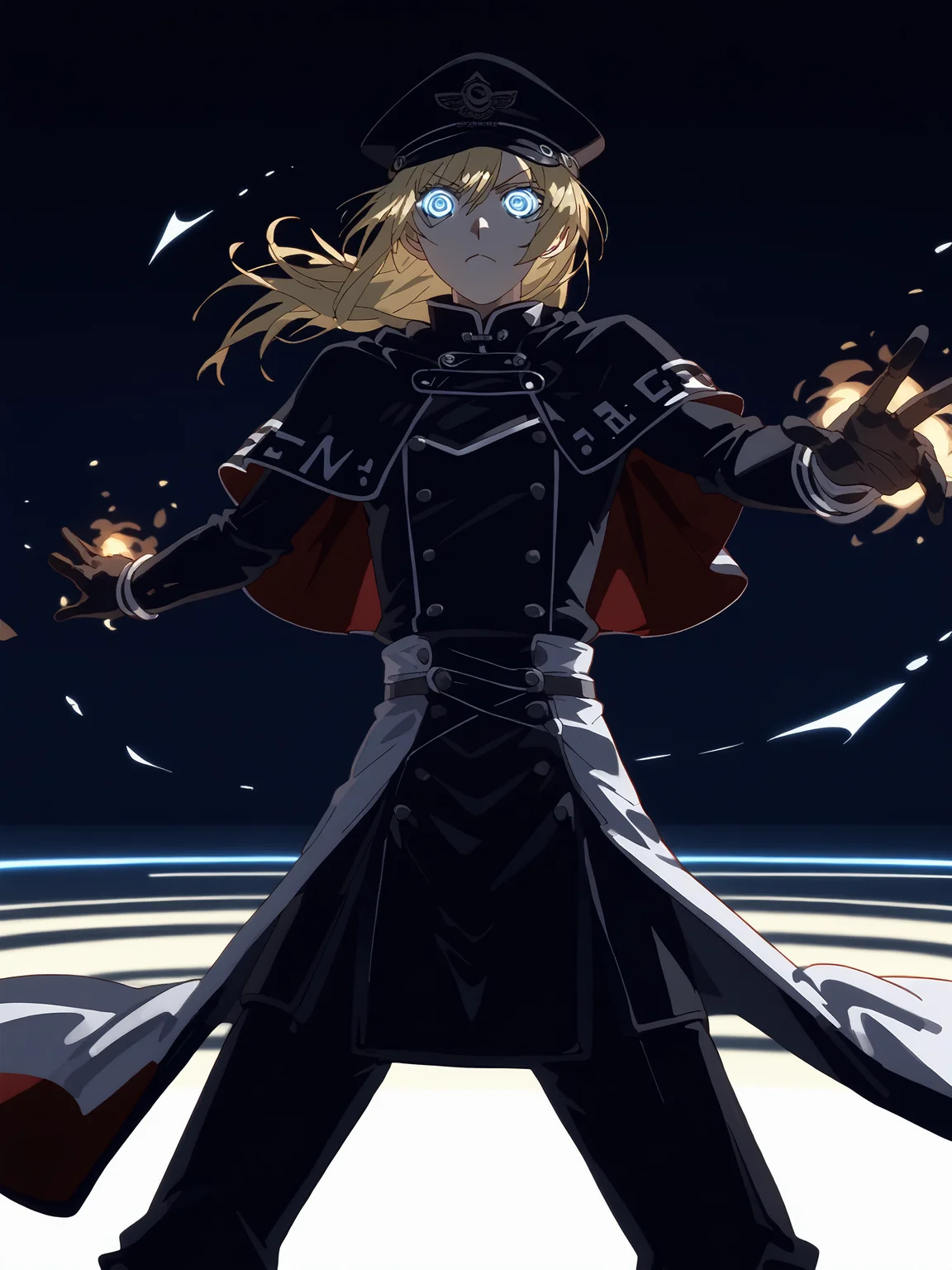 score_9,score_8_up,score_7_up,score_6_up,source_anime, shiny, shiny skin, <lora:naip:0.8>, theobrobineXL, <lora:Theobrobine_StyleXL370:0.8>, HZLZVZ, <lora:SDXL-HZLZVZ-V6-ND50-dco2-WD05-SWN2-MSG5-4B116R88A88C44A-1024-LOCON-PONY-E24:0.8>, <lora:chernyyvo:0.8>,
finger_gun,fighting_stance,hat,dress,capelet,fur_trim,gloves,fur-trimmed_capelet,black_dress,fur_hat,boots,looking_at_viewer,black_capelet,black_gloves,black_headwear,fur-trimmed_headwear,long_sleeves,The character had glowing hair in the animation scene,hair_that_shines,glowing_hair,special_effects,Visual_Effects,magic,magic_circle,magical_array,magical_circle,arcane_circle,
japanese, ultra detailed, serious, best quality, amazing quality, very aesthetic, absurdres, masterpiece, best quality,spotlight,masterpiece, best quality, high quality, highres, absurdres, caustics, offcial art, anime screencap,