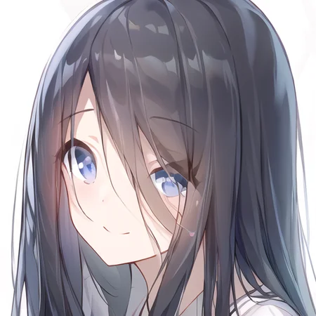 ((masterpiece)),(best quality), absurdres,sadako_yamamura,<lora:Sadakobest:0.8>,    <lora:quanAvatarStyle_v10:1>,face,facial, white background,smile, head,