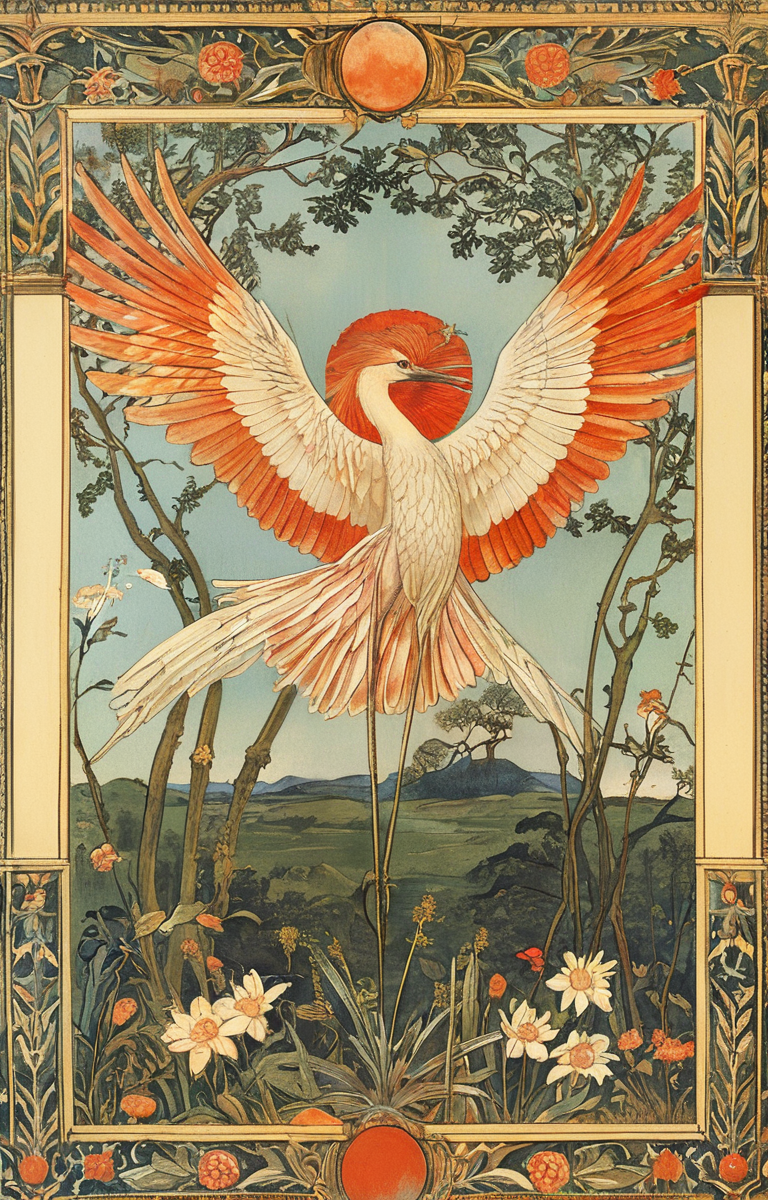 masterpiece,best quality,<lora:tbh132-sdxl:0.8>,animals,illustration,style of Walter Crane,