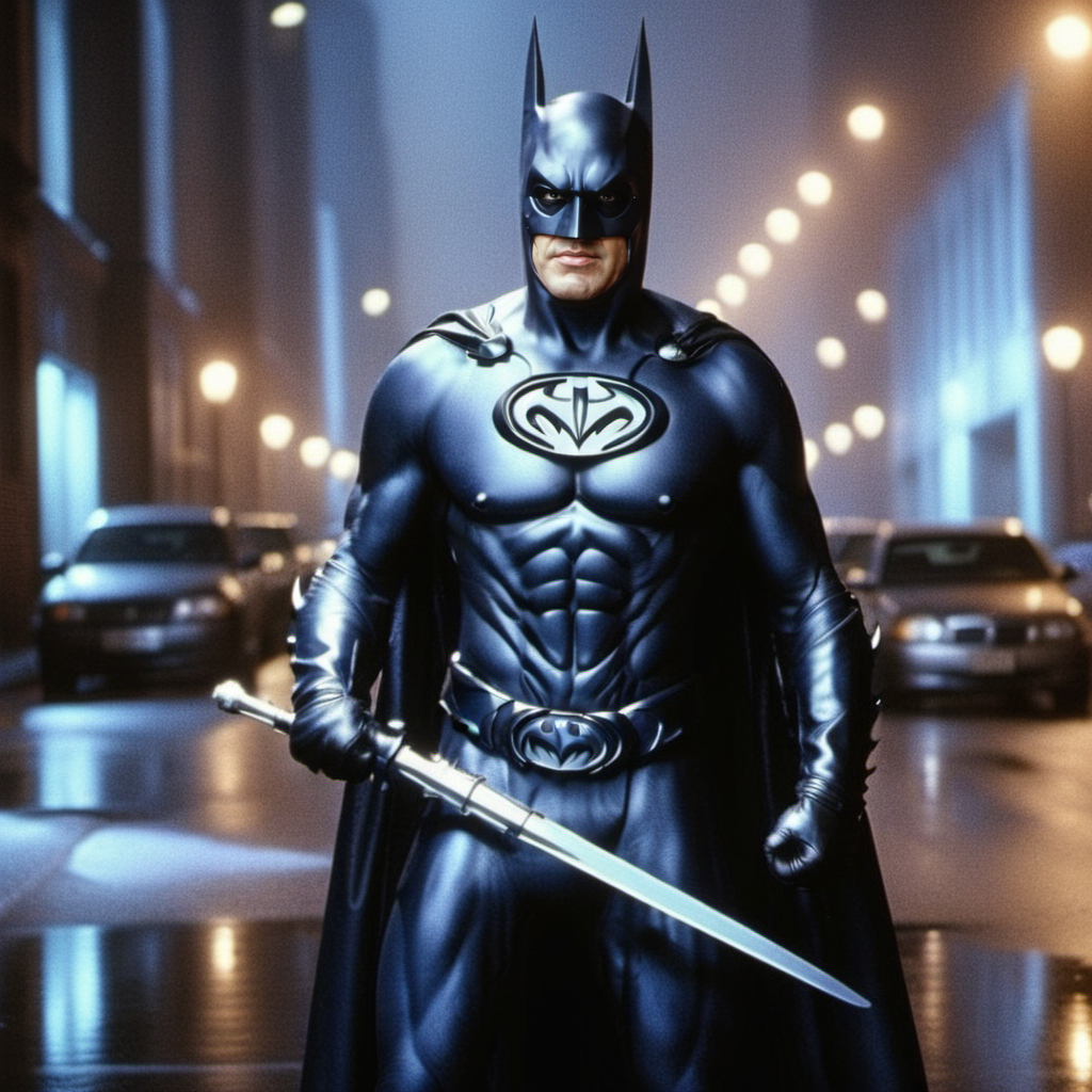 Batman1997-1024, a man dressed as batman, full body, in gotham city, night, rain ,highly detailed, attack on titan, photography, ultra sharp, film, professional, 64k <lora:Batman1997-1024-000500:0.7>