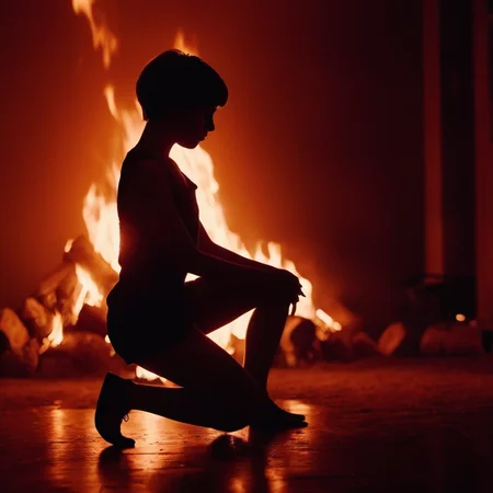 cinematic film still of <lora:backlight style:1>
A backlight photo of a person kneeling down in front of a fire,1girl,solo,short hair,1boy,from side,squatting,fire,silhouette,dark,orange theme , back light, rim light, ray light, hair light, background light, realistic, realism, photorealism, hyperrealism, hyperrealistic, realistic, sharp, detailed, cinematography style, film light style, movie still, professional photography, artistic, perfection, contrast, cinematic, filmic, high quality photo, 8k quality, colorful, different people, dark shadow, covered in shadow, partially covered in shadow, backlight style, shallow depth of field, vignette, highly detailed, high budget, bokeh, cinemascope, moody, epic, gorgeous, film grain, grainy