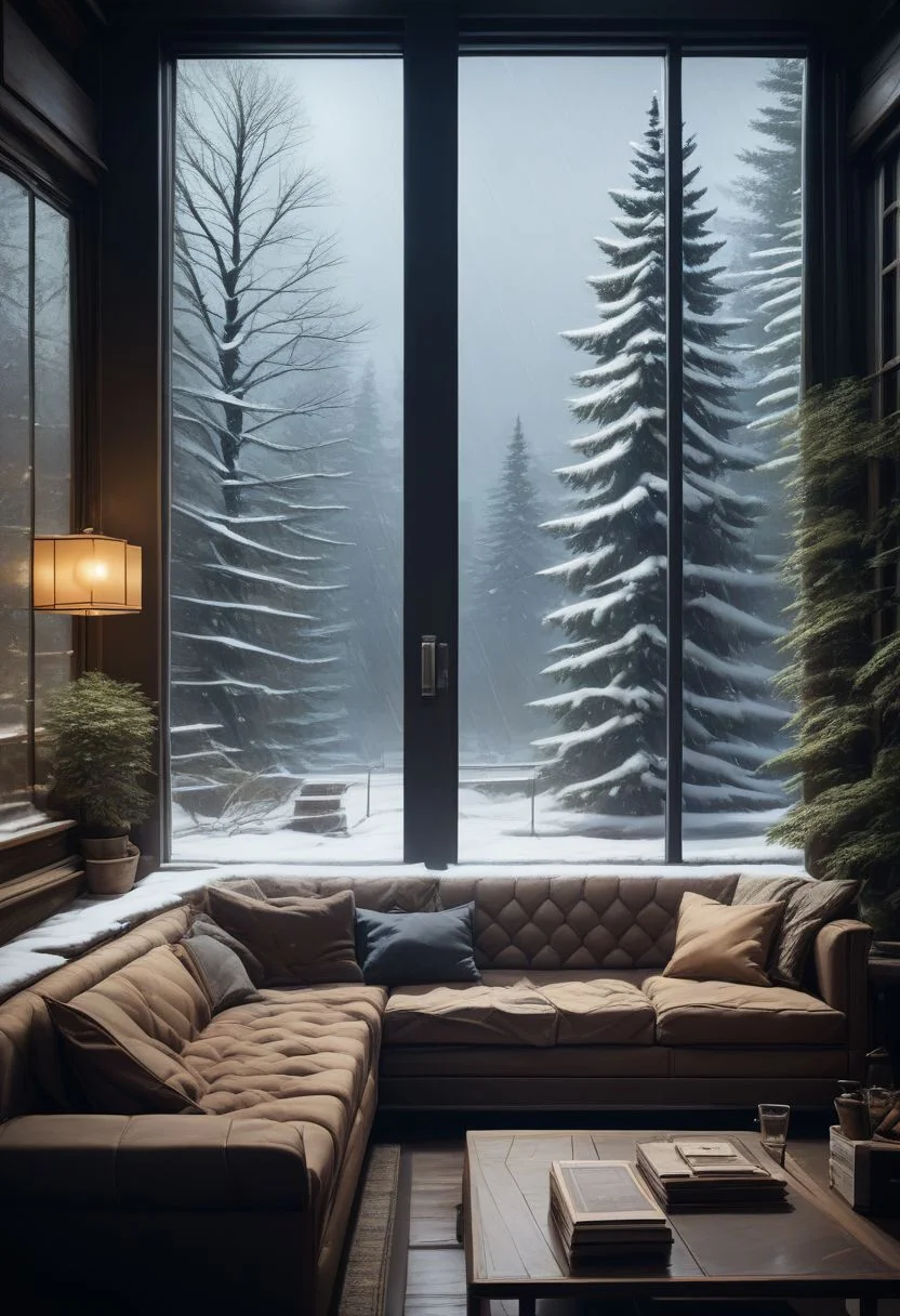 score_9, score_8_up, score_8,
BREAK,
zzDarkAcademia, lying, tree, cup, pillow, book, no humans, window, night, table, plant, couch, snow, drinking glass, wooden floor, blanket, potted plant, lamp, on couch, cushion, bare tree, rain on window, rain,
BREAK,
subsurface scattering, soft lighting, contemplative expression, dark background, subtle makeup, high-resolution, detailed texture, emotional depth, dramatic mood, side profile, serene atmosphere, cinematic lighting. perfectly round breasts, big breasts, firm breasts, SkinHairDetail, eye contact